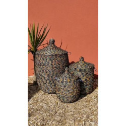 Panier tressé en jonc de mer